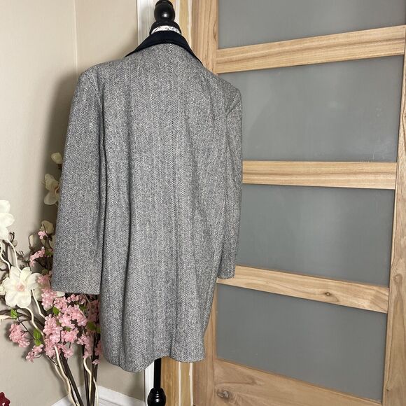 Vintage Style Dumas Women's Coat Gray Velvet Collar Double Breasted Business - Picture 5 of 6